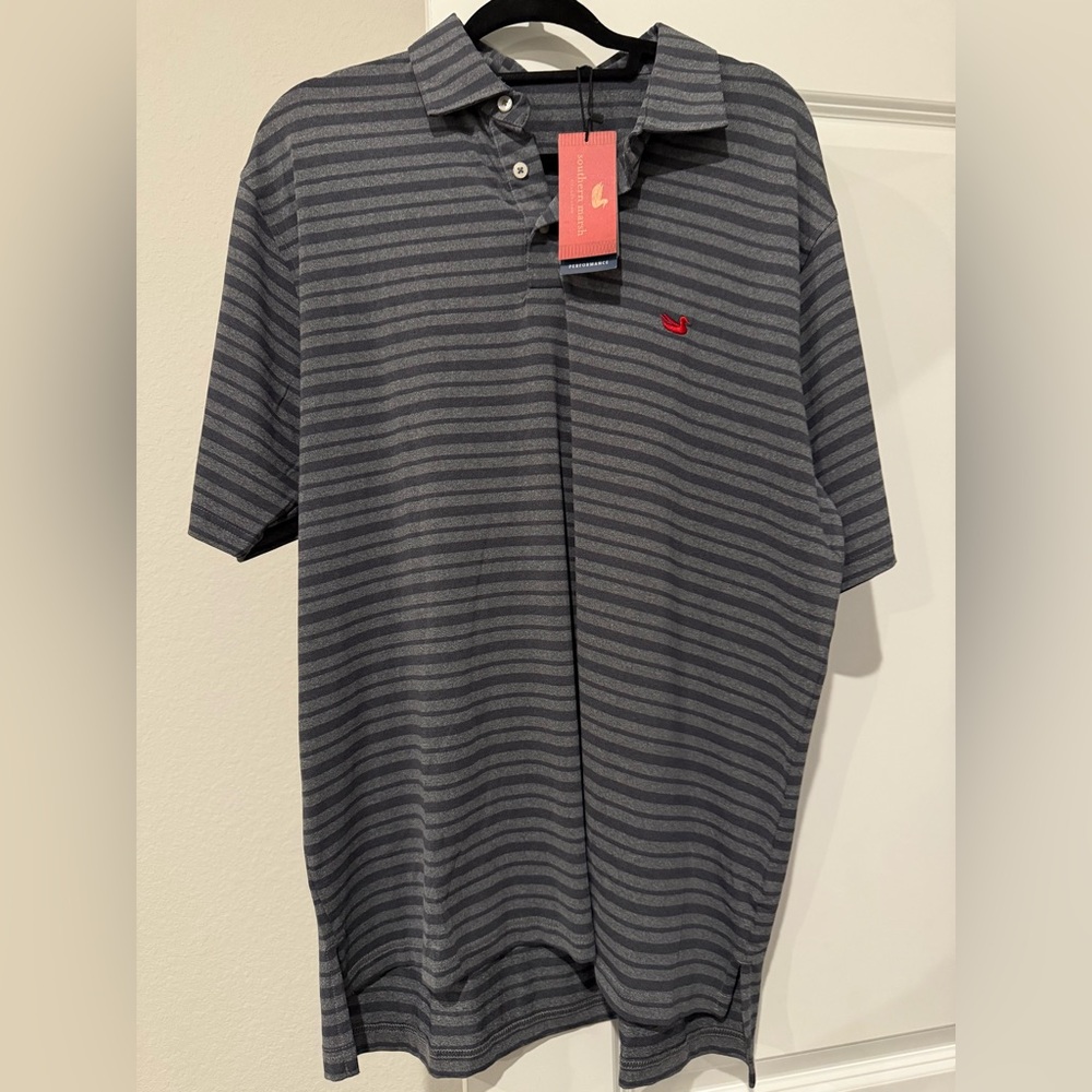Southern Marsh Men's Polo Shirt - Gray Stripes